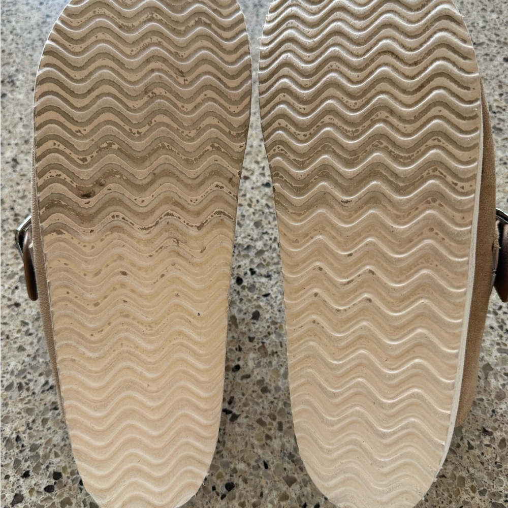 Madden Girl Taupe Suede Platform Slide with Silver Buckle - Picture 3 of 5